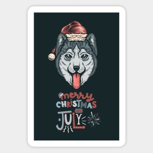 Christmas In July-Christmas Husky Magnet